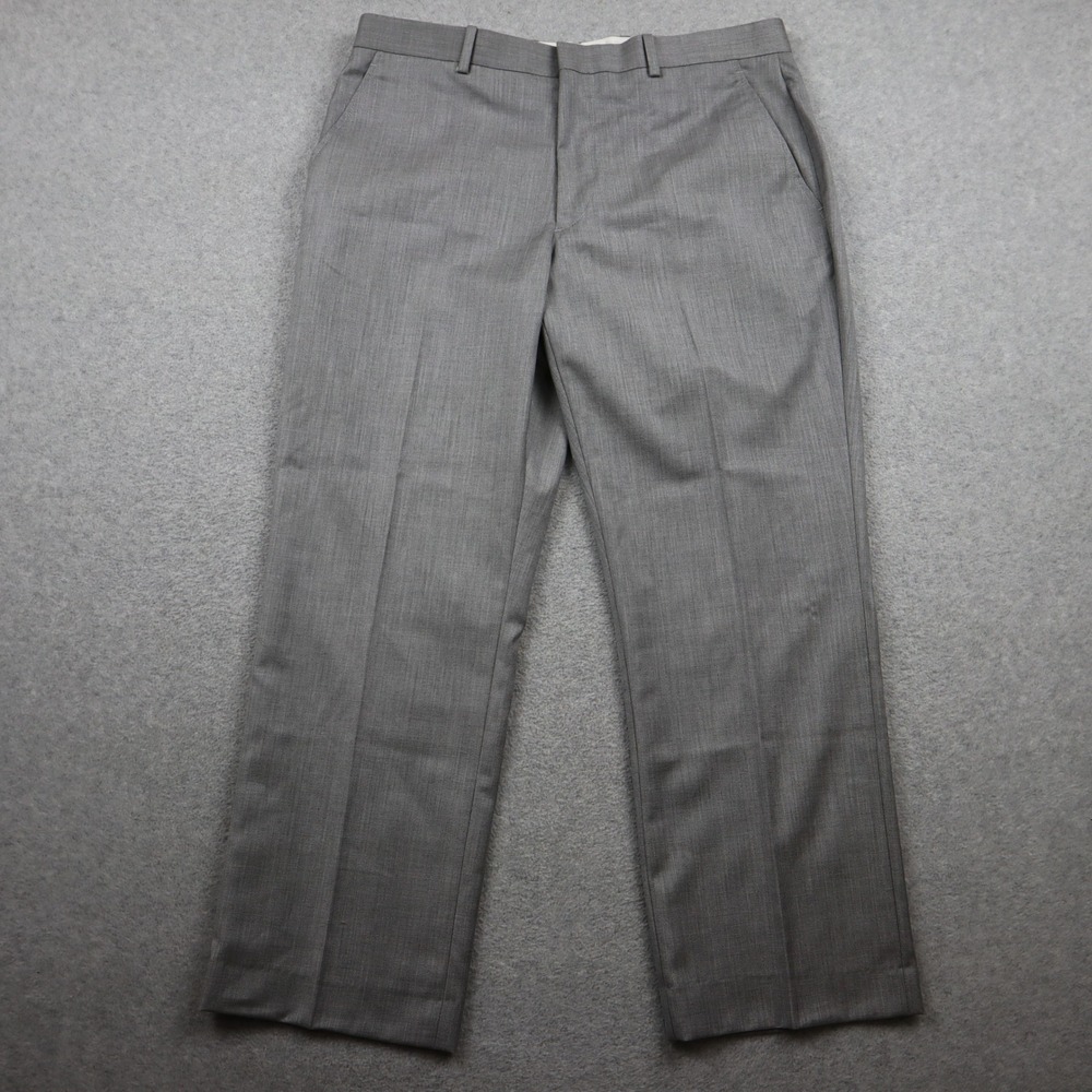 Perry Ellis Portfolio Dress Pants Mens 33x30 Modern Fit Grey Herringbone Pants